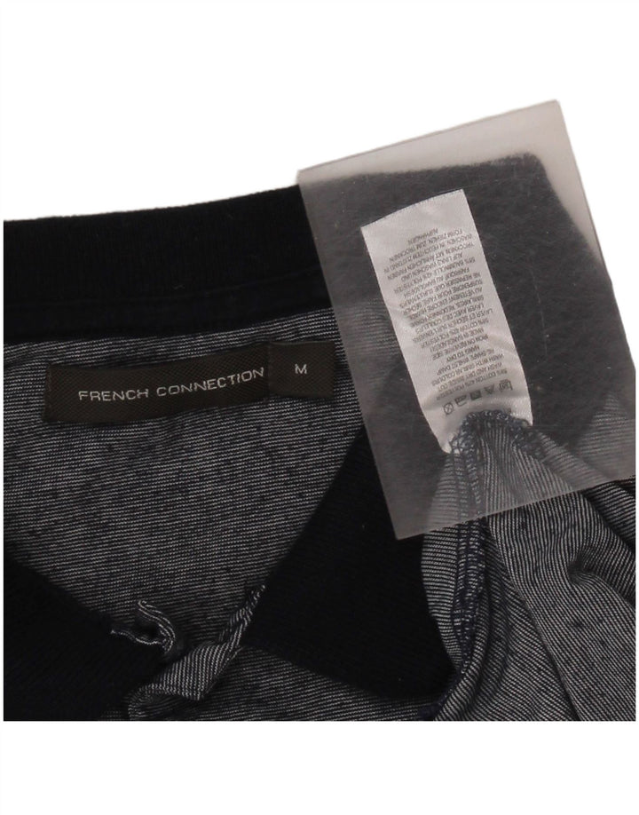 FRENCH CONNECTION Mens Polo Shirt Medium Navy Blue Flecked Cotton