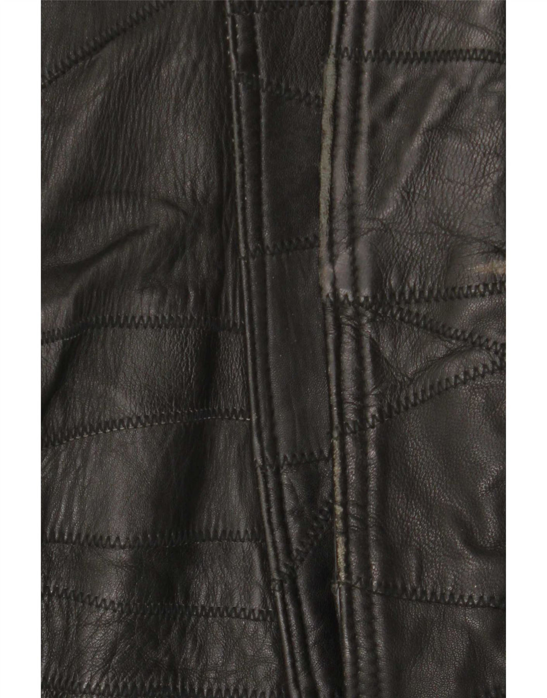 Vintage Mens Graphic Leather Jacket UK 40 Large Black Patchwork