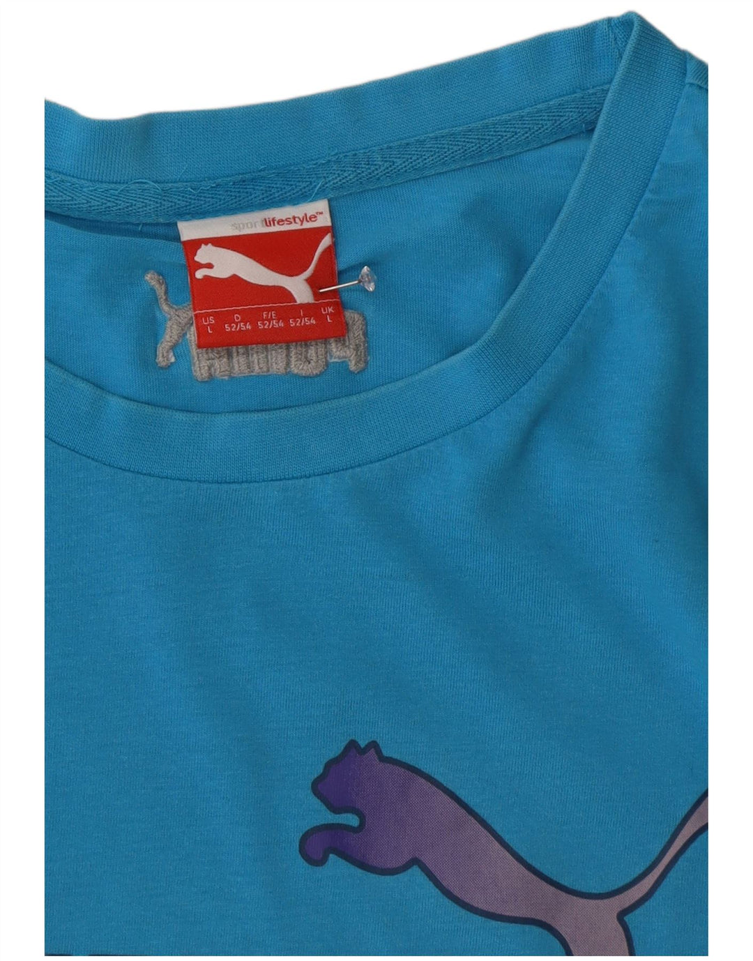 Puma Mens Graphic T-Shirt Top Large Blue