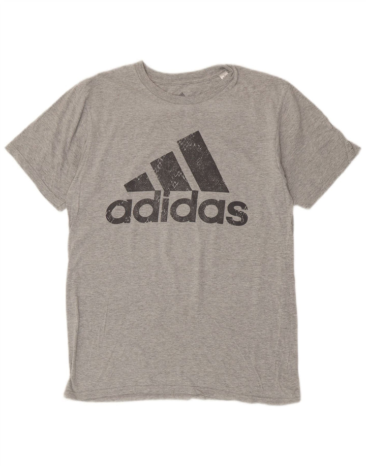 ADIDAS Mens Graphic T-Shirt Top Medium Grey Cotton
