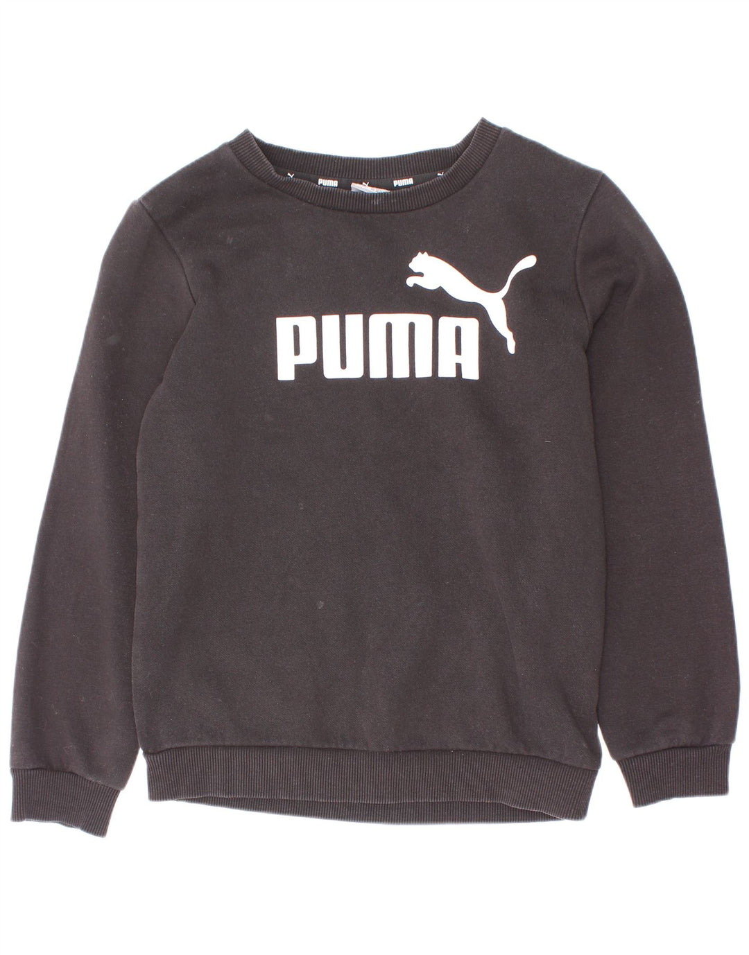 Puma Boys Graphic Sweatshirt Jumper 7-8 Years Black Cotton