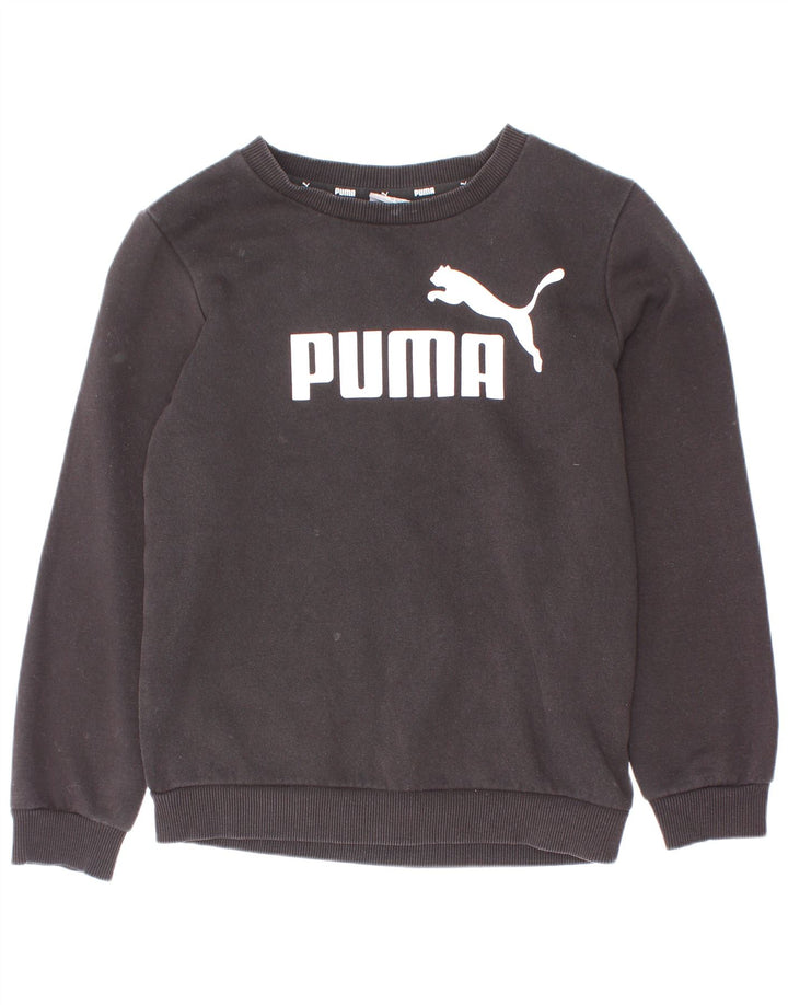 Puma Boys Graphic Sweatshirt Jumper 7-8 Years Black Cotton