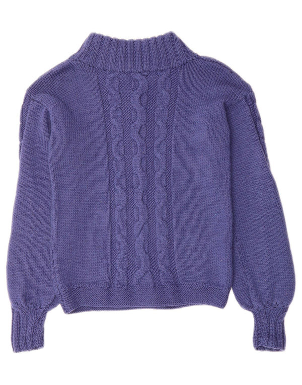 VINTAGE Womens Turtle Neck Jumper Sweater UK 10 Small Navy Blue