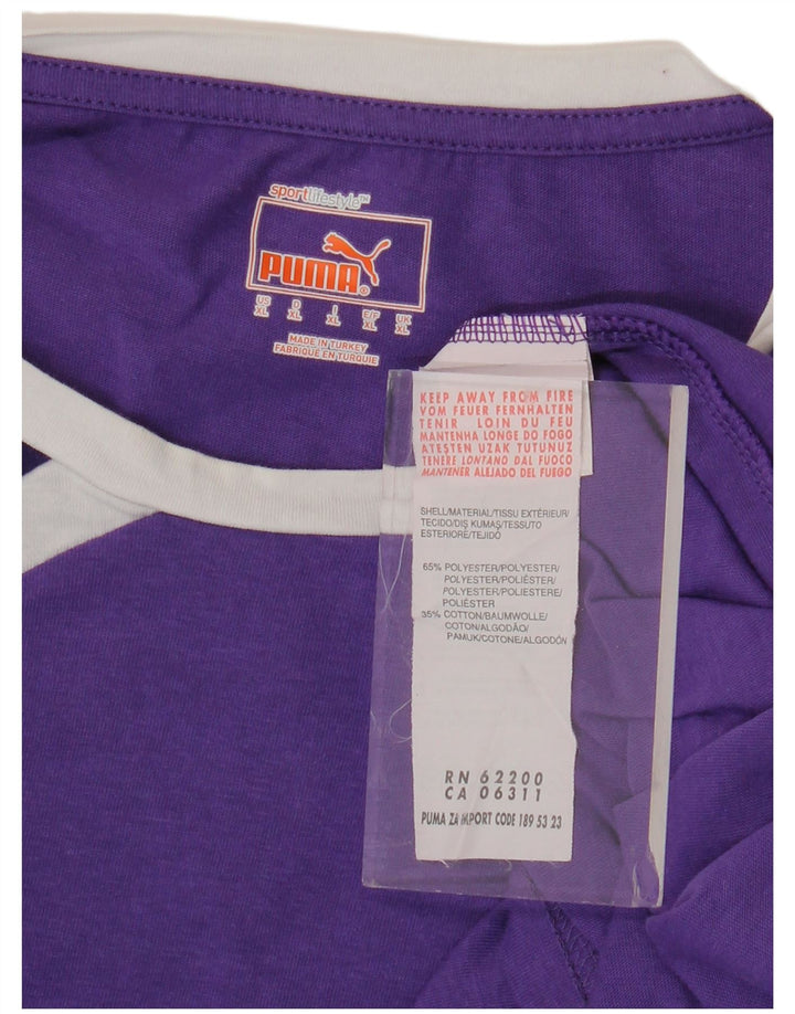 PUMA Mens Graphic T-Shirt Top XL Purple Colourblock Polyester