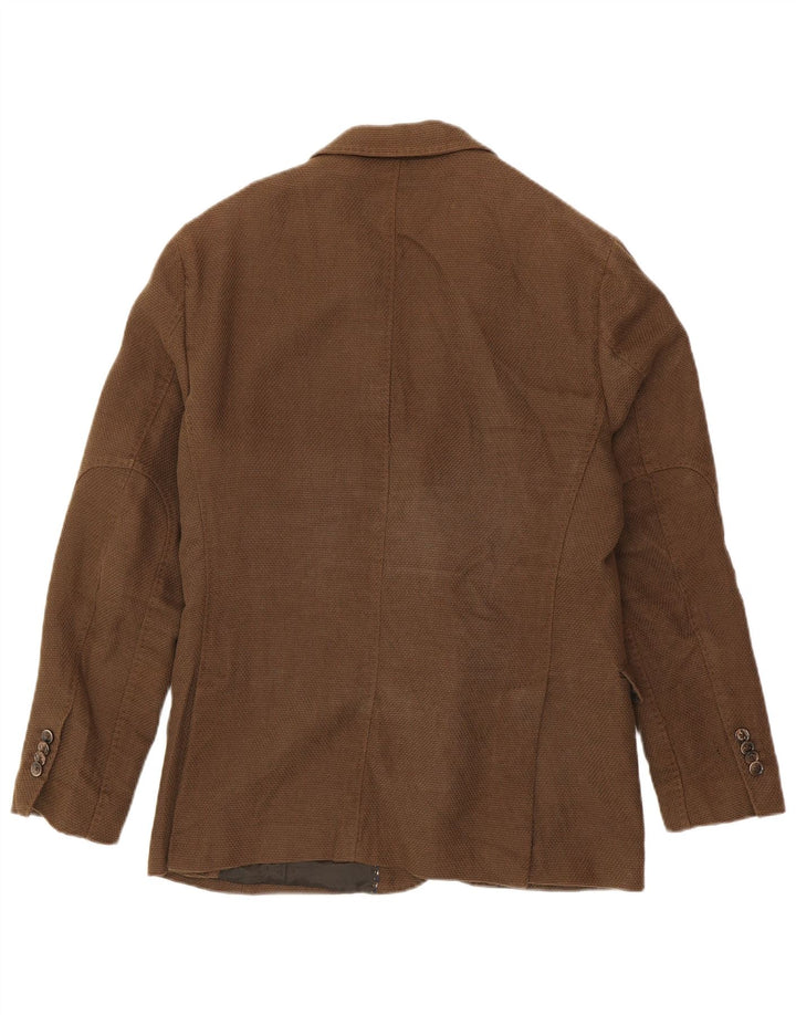 MASSIMO DUTTI Mens 2 Button Blazer Jacket UK 38 Medium Brown Viscose
