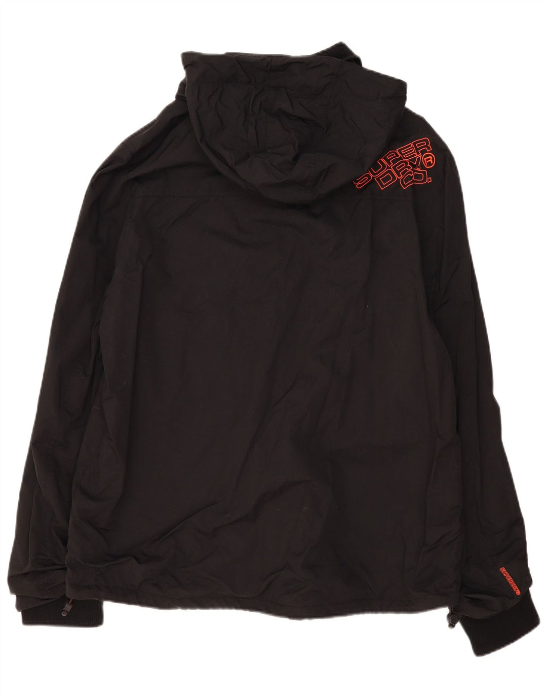 SUPERDRY Mens Hooded Windbreaker Jacket UK 46 3XL Black