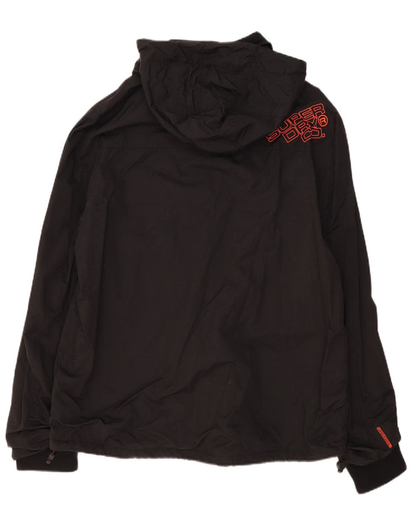 SUPERDRY Mens Hooded Windbreaker Jacket UK 46 3XL Black