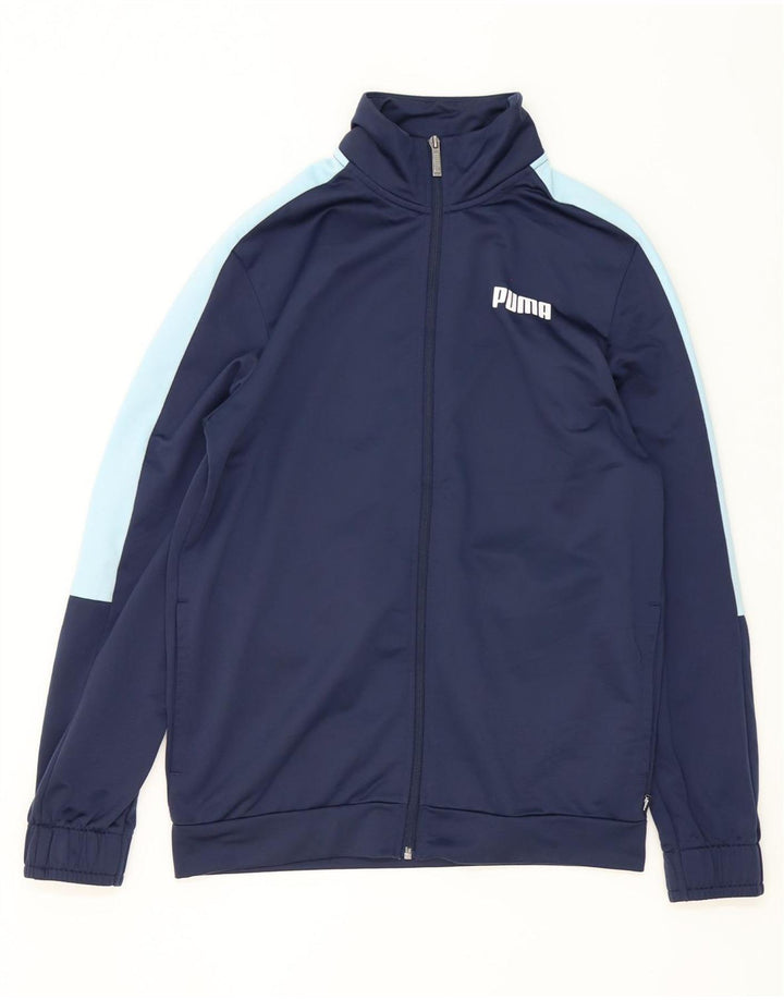 Puma Mens Tracksuit Top Jacket Small Navy Blue Colourblock Polyester