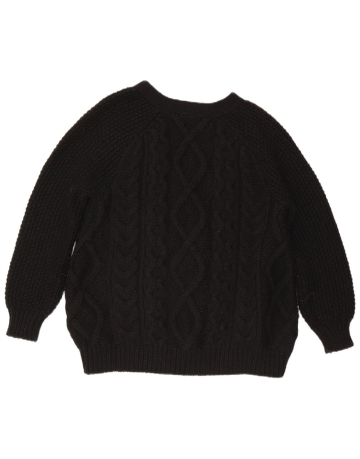 Stefanel Womens Cardigan Sweater UK 14 Medium Black Wool