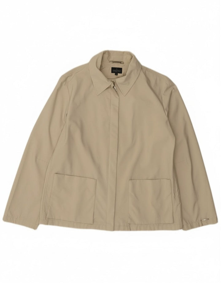 Trussardi Jeans Womens Bomber Jacket IT 46 Large Beige Cotton