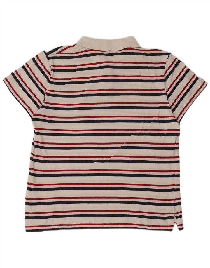 WRANGLER Mens Polo Shirt 2XL White Striped Cotton