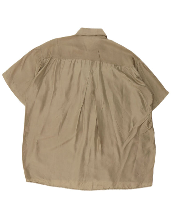 Paddock's Mens Loose Fit Short Sleeve Shirt Medium Khaki Silk