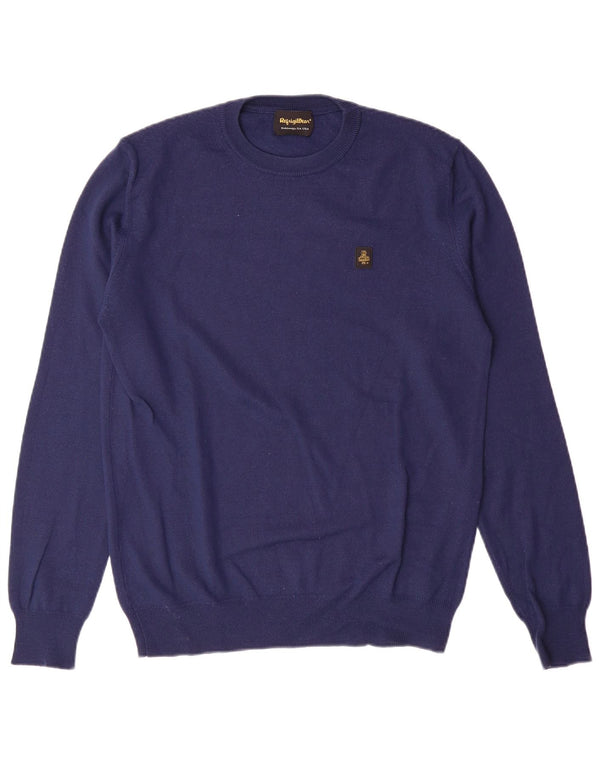 REFRIGIWEAR Boys Crew Neck Jumper Sweater 15-16 Years XL Navy Blue Wool