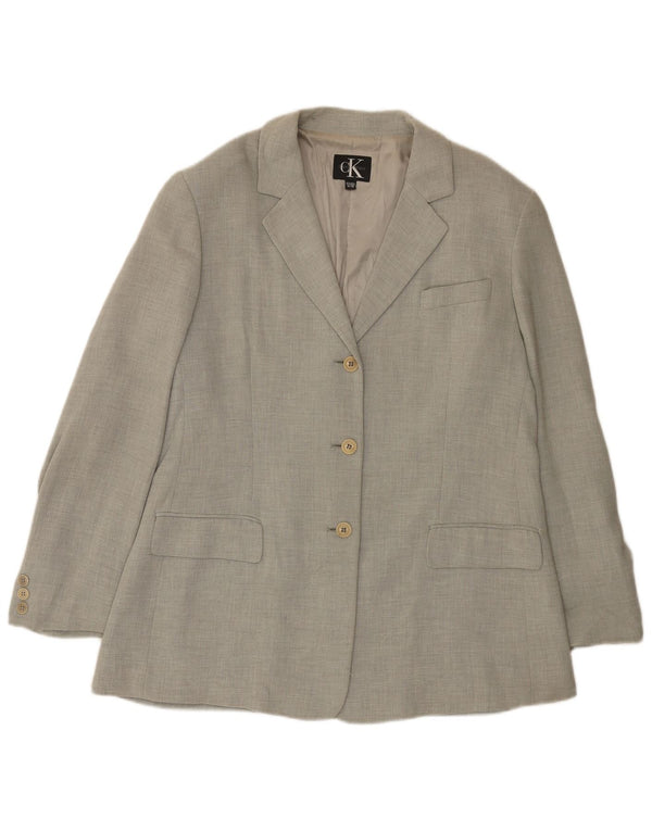 Calvin Klein Womens 3 Button Blazer Jacket US 14 XL Grey Viscose