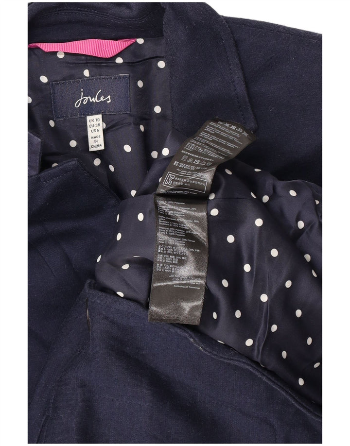 Joules Womens 2 Button Blazer Jacket UK 10 Small Navy Blue Polyester
