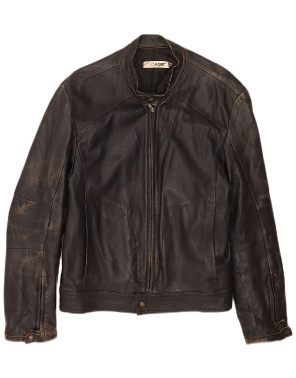 Vintage Mens Biker Leather Jacket IT 54 2XL Black Leather