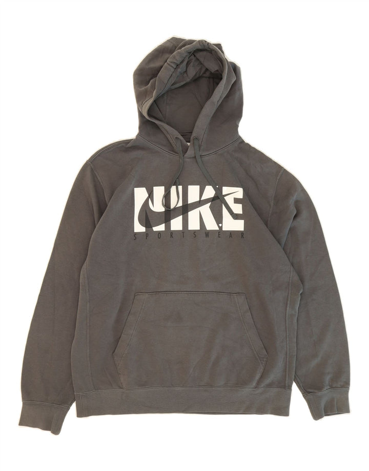 NIKE Mens Graphic Hoodie Jumper Medium Grey Cotton Vintage Nike and Second-Hand Nike from Messina Hembry 