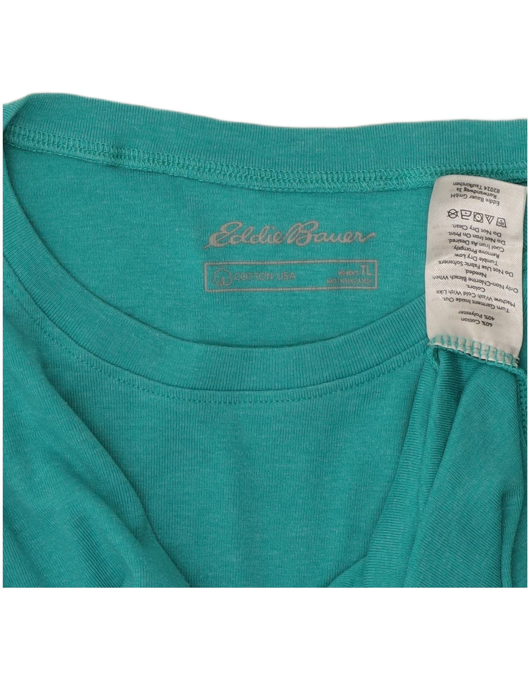 EDDIE BAUER Womens Top Long Sleeve UK 14 Large Turquoise Cotton