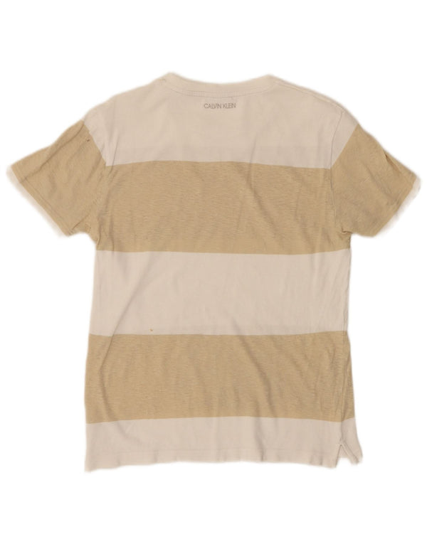 Calvin Klein Mens T-Shirt Top XS White Colourblock Cotton
