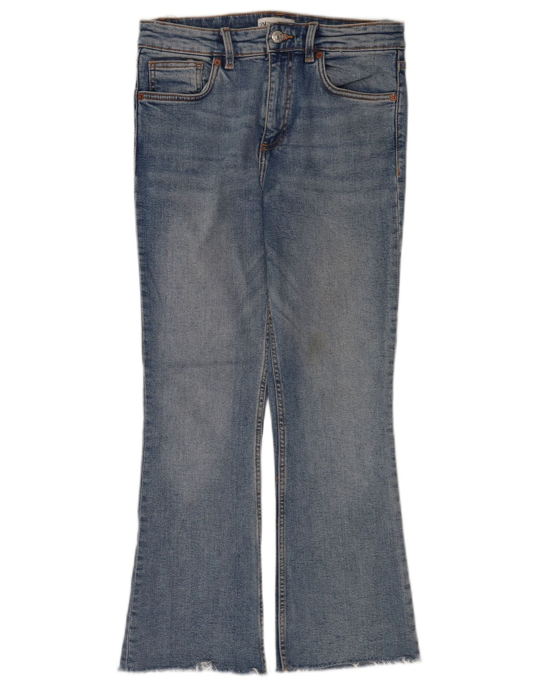 Zara Womens Flare Cropped Jeans EU 40 Medium W30 L25 Blue