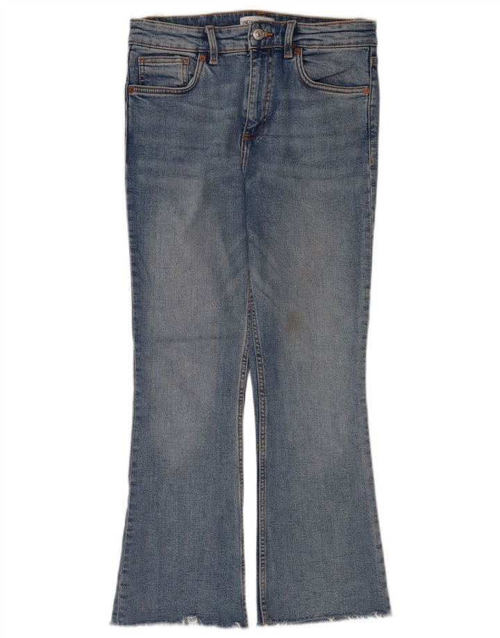 Zara Womens Flare Cropped Jeans EU 40 Medium W30 L25 Blue