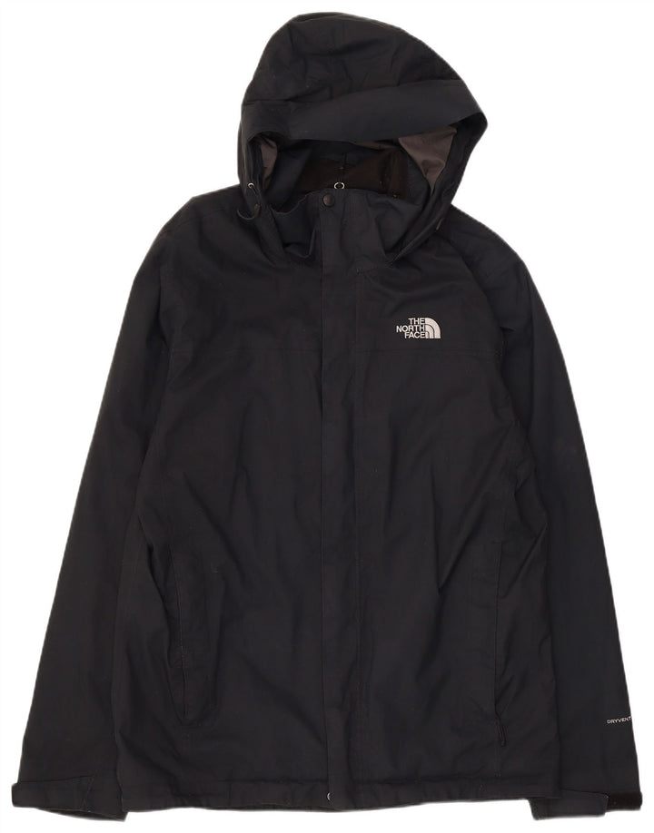 THE NORTH FACE Mens Hooded Rain Jacket UK 38 Medium Navy Blue Polyester