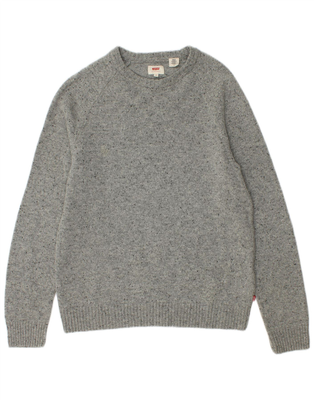 Levi's Mens Crew Neck Jumper Sweater Medium Grey Flecked Wool