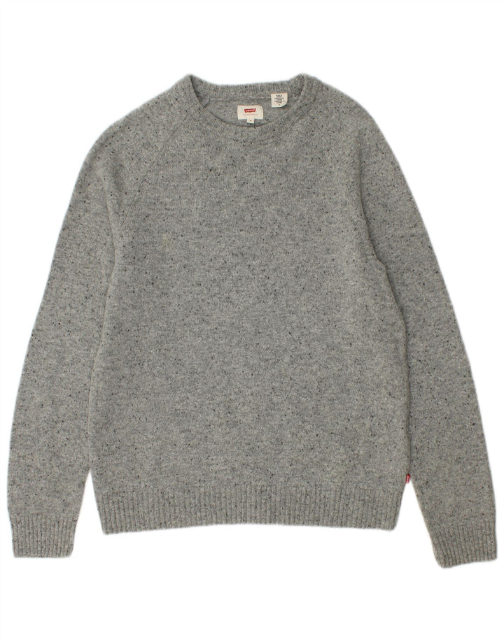 Levi's Mens Crew Neck Jumper Sweater Medium Grey Flecked Wool
