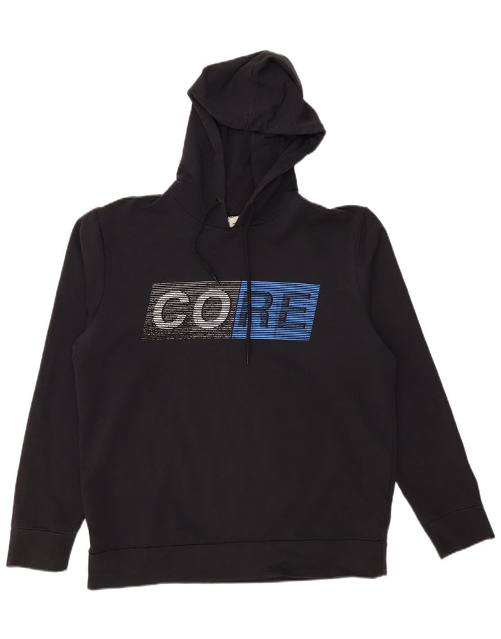 JACK & JONES Mens Graphic Hoodie Jumper XL Black Cotton