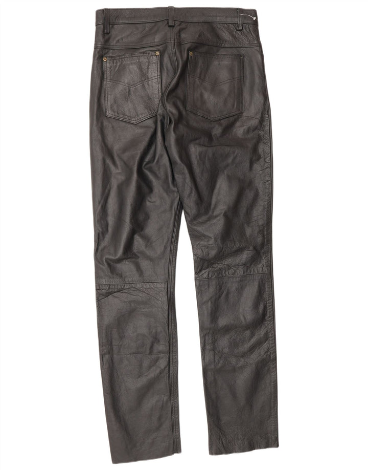 Vintage Mens Leather Trousers W34 L34 Black