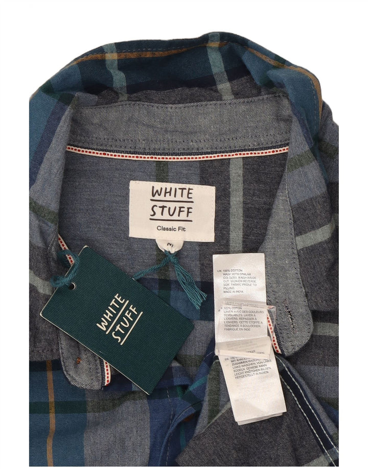 White Stuff Mens Classic Fit Shirt Medium Blue Check Cotton