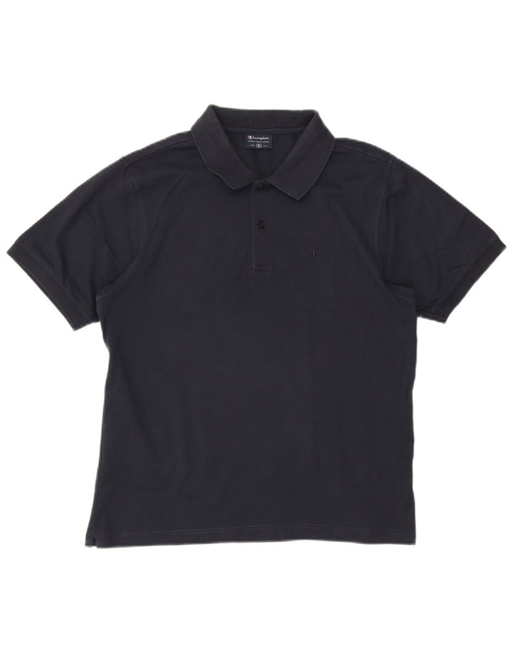 CHAMPION Mens Polo Shirt Medium Navy Blue Cotton