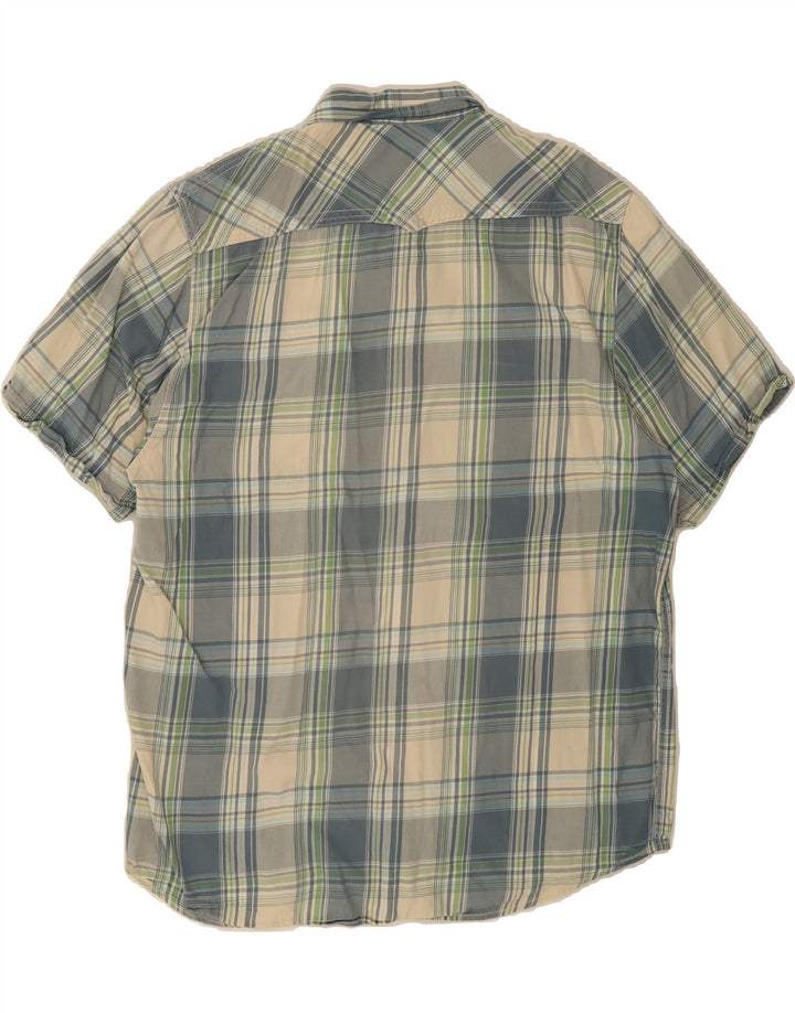 GLOBE TROTTER Mens Short Sleeve Shirt Large Multicoloured Check Cotton Vintage Globe Trotter and Second-Hand Globe Trotter from Messina Hembry 