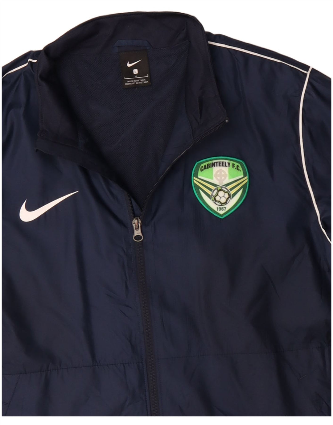 NIKE Mens Graphic Rain Jacket UK 40 Large Navy Blue Polyester