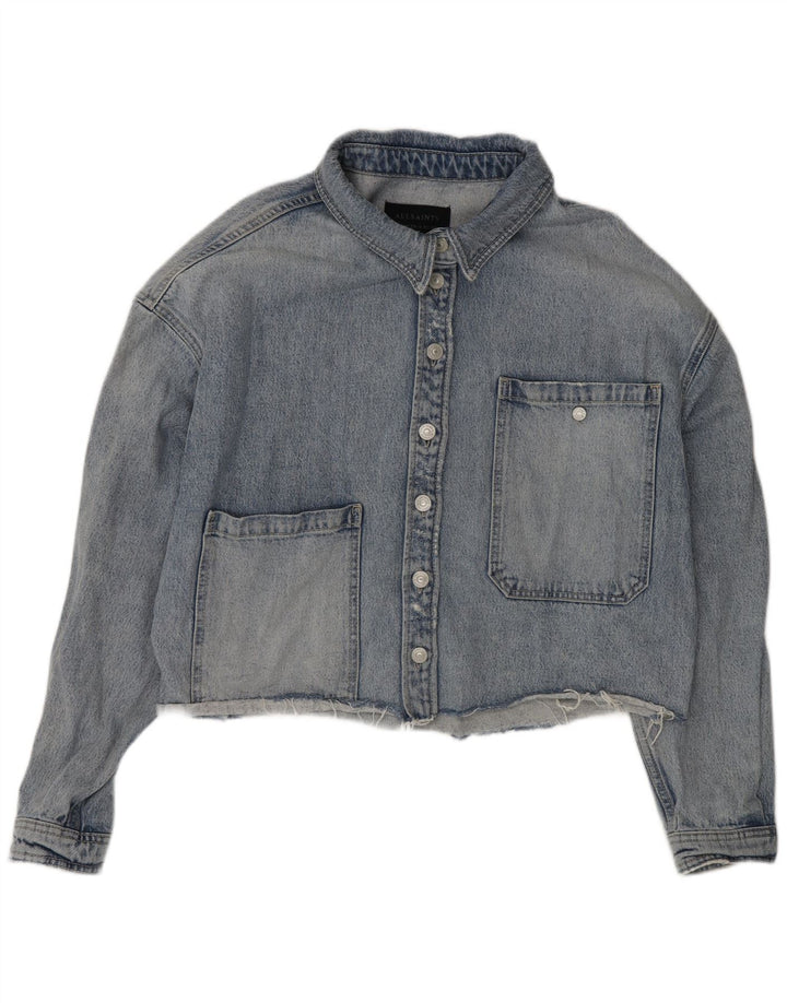 All Saints Womens Oversized Denim Jacket UK 10 Small Blue Cotton
