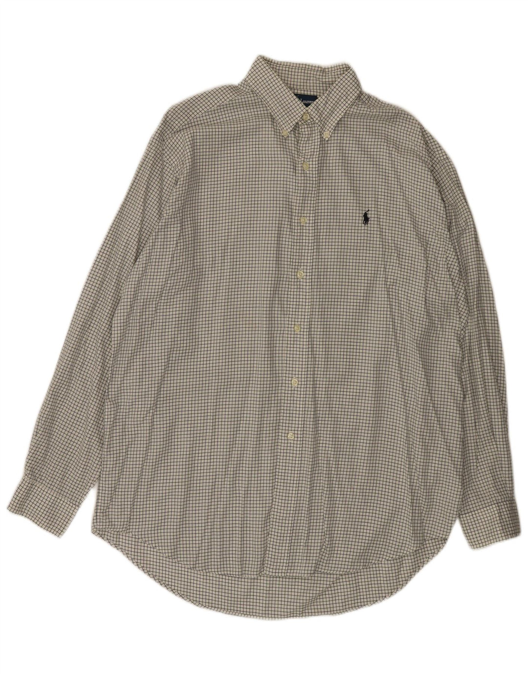 RALPH LAUREN Mens Blake Shirt Large Off White Check Cotton