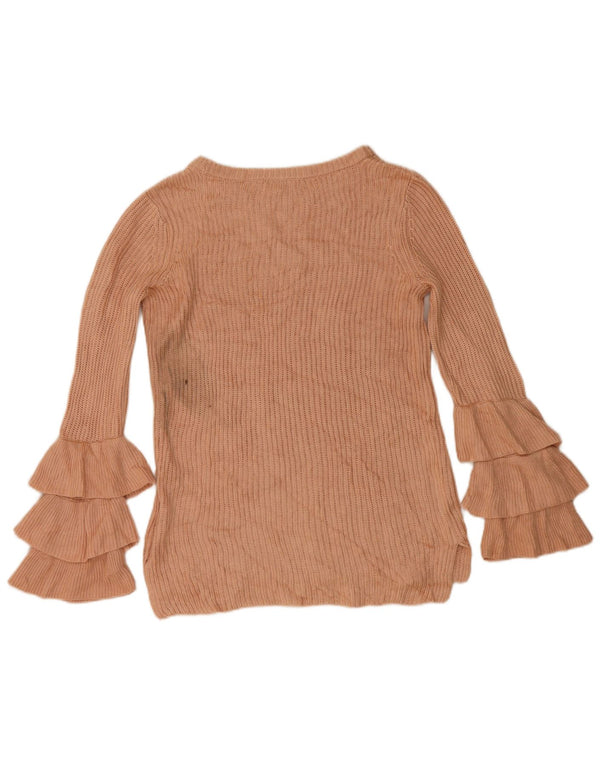 Calvin Klein Womens Boat Neck Jumper Sweater UK 6 XS Pink Acrylic