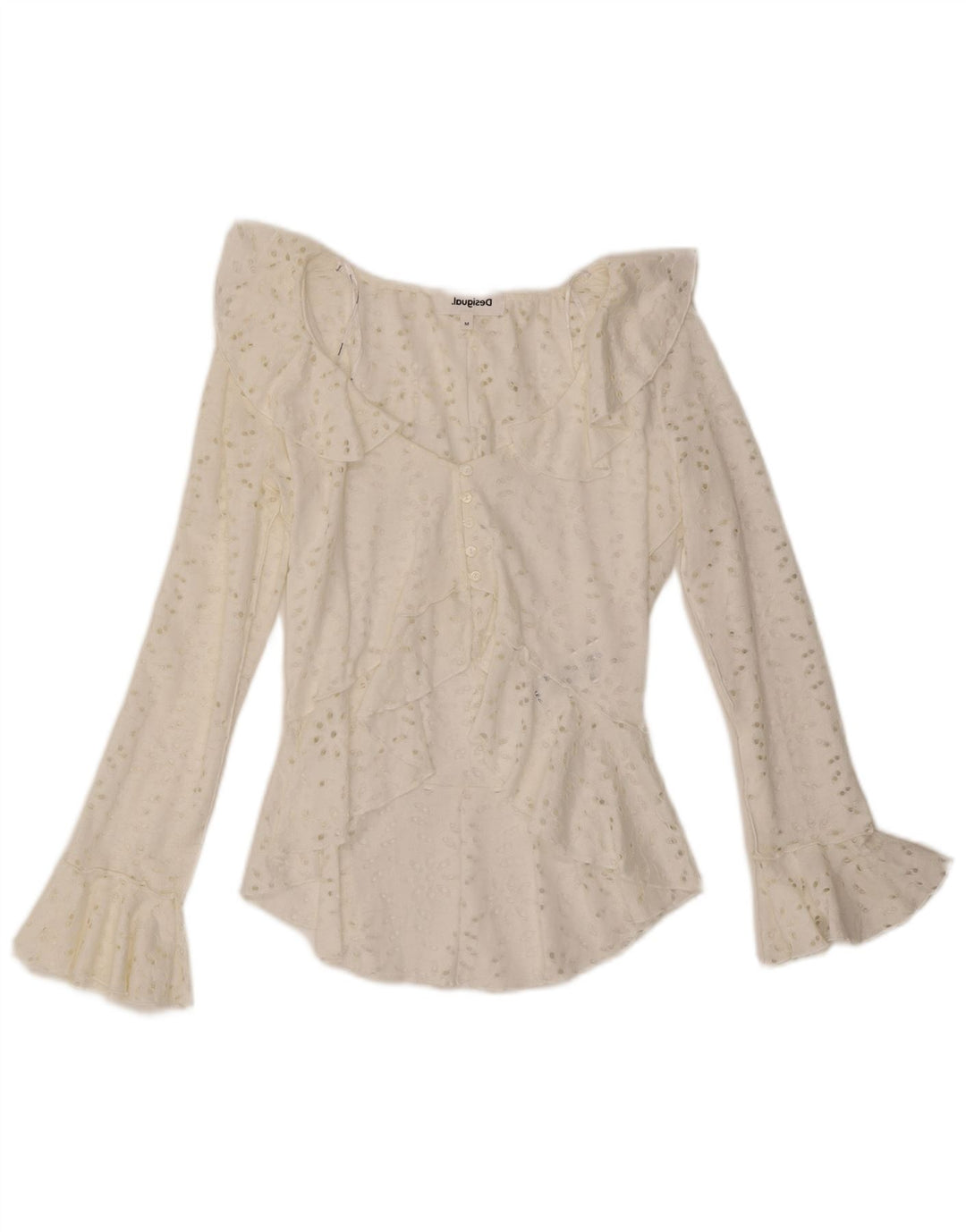 Desigual Womens Asymmetric Shirt Blouse UK 12 Medium White Cotton