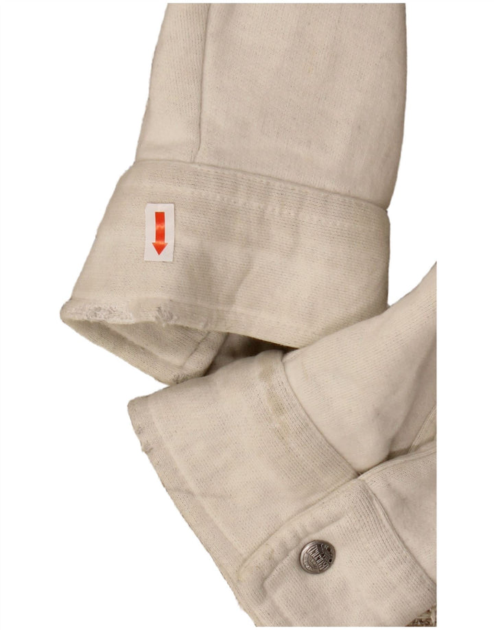 VINTAGE Mens Graphic Bomber Jacket UK 44 2XL Beige Striped Wool