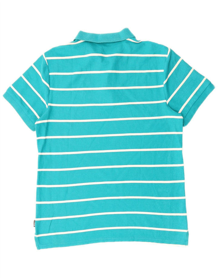 NIKE Mens Polo Shirt Large Blue Striped Cotton