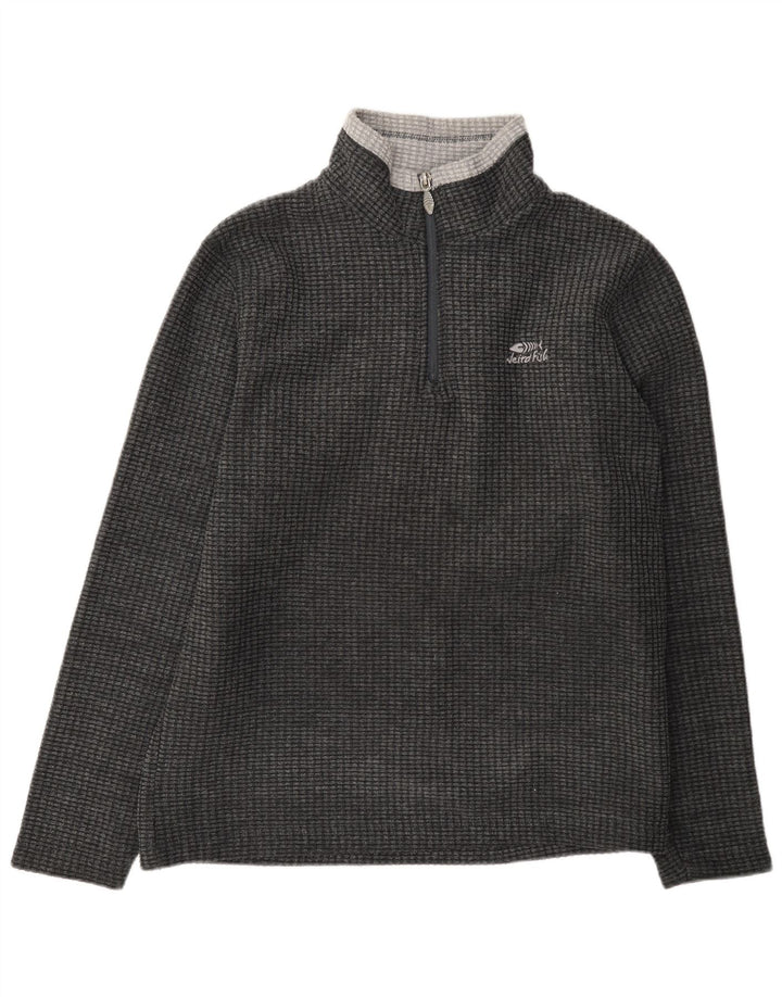 Weird Fish Mens Zip Neck Fleece Jumper Medium Grey Colourblock Polyester