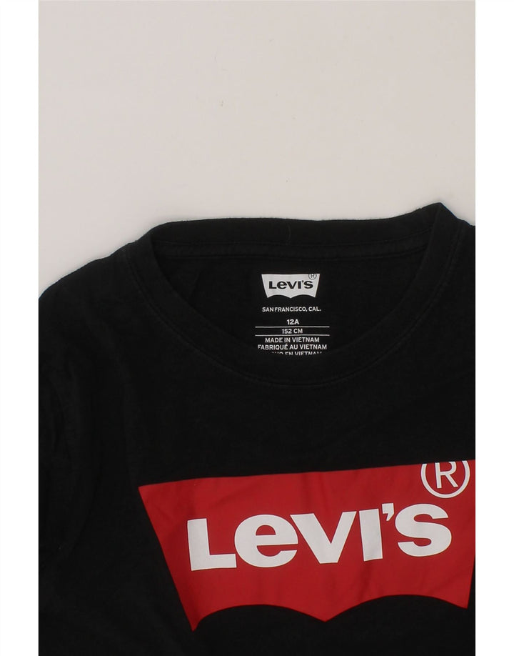 LEVI'S Boys Graphic Top Long Sleeve 11-12 Years Black Vintage Levi's and Second-Hand Levi's from Messina Hembry 