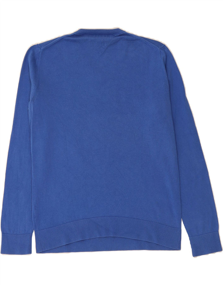 TOMMY HILFIGER Mens V-Neck Jumper Sweater Medium Blue Cotton Vintage Tommy Hilfiger and Second-Hand Tommy Hilfiger from Messina Hembry 