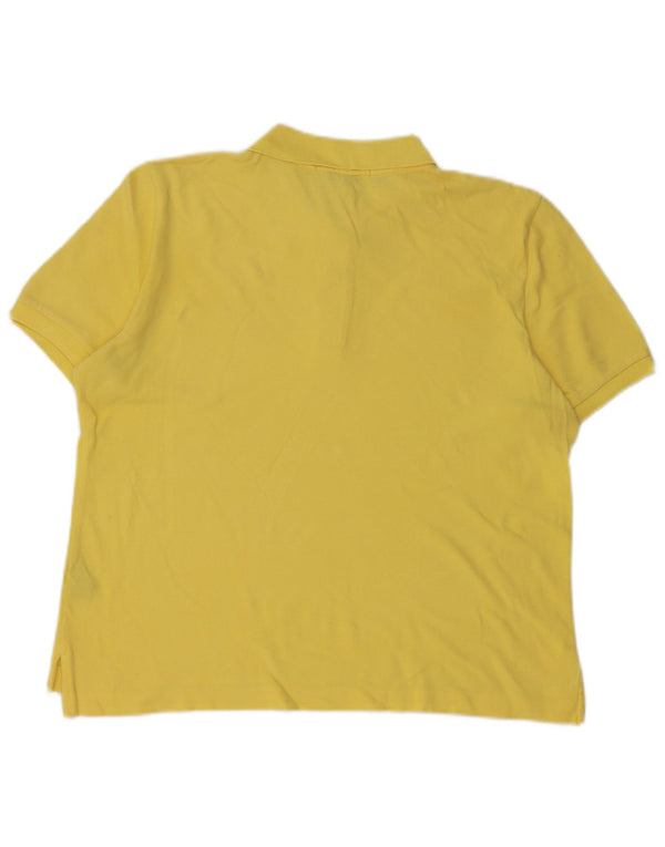RALPH LAUREN Womens Crop Polo Shirt UK 14 Medium Yellow Cotton