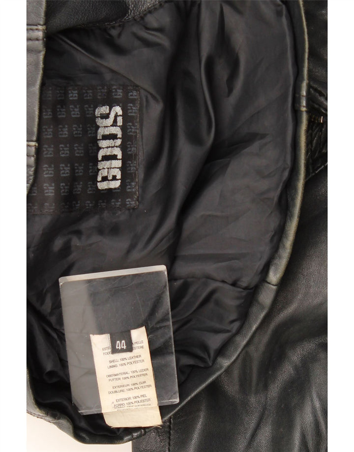 Vintage Womens Leather Jacket IT 44 Medium Black Leather
