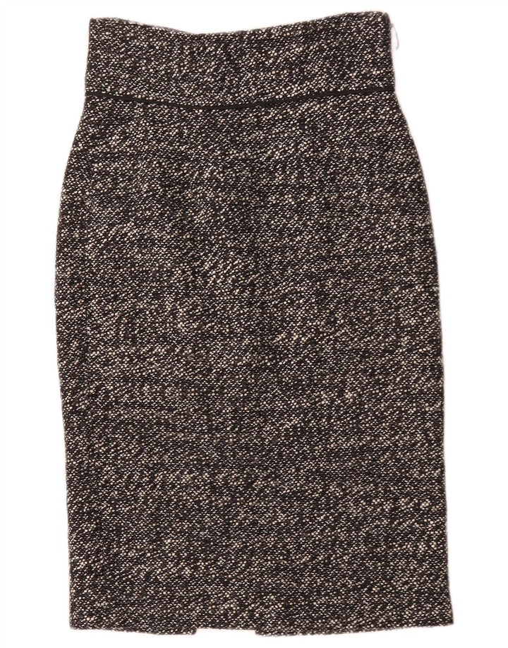 Zara Womens Pencil Skirt Small W26 Black Flecked Acrylic