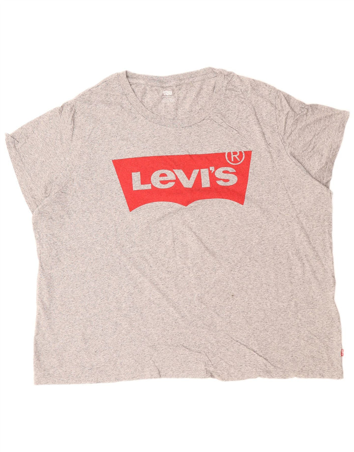 LEVI'S Womens Graphic T-Shirt Top UK 22 3XL Grey Flecked Cotton