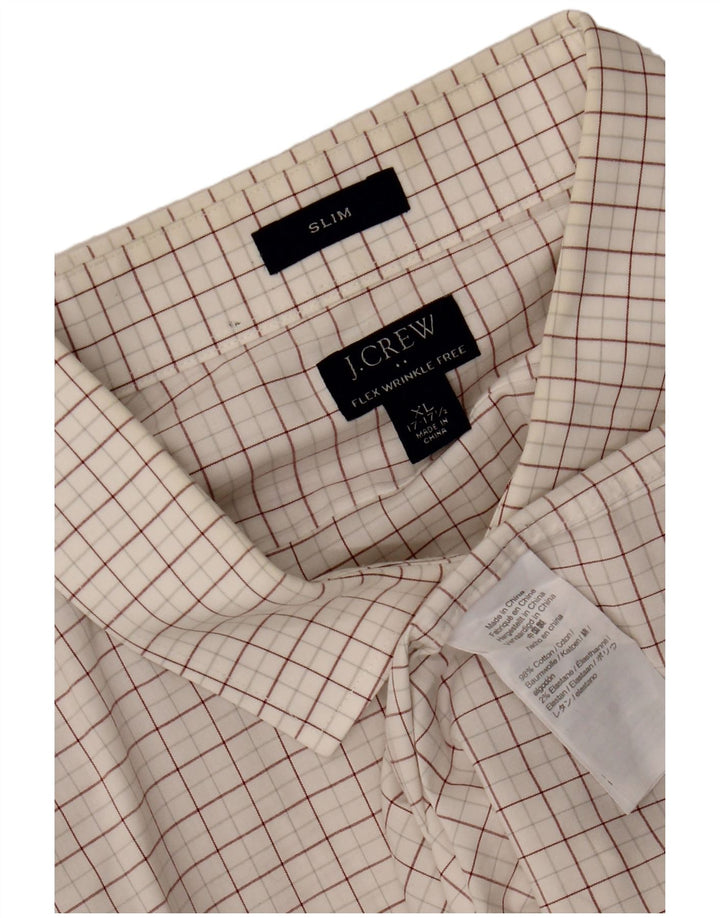 J. CREW Mens Slim Shirt Size 17 1/2 XL White Check Cotton