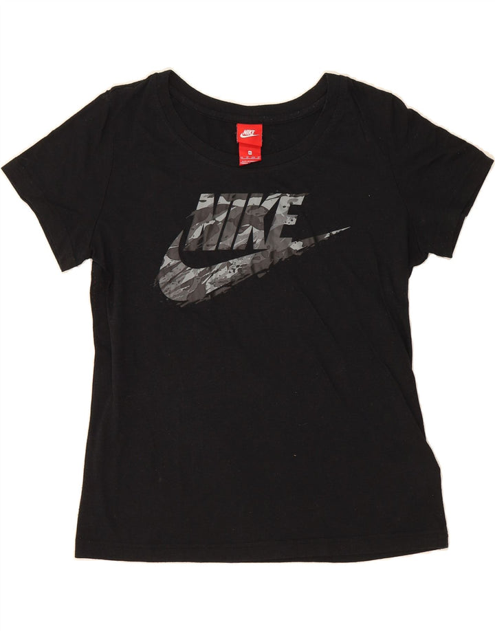 NIKE Womens Oversized Graphic T-Shirt Top UK 6 XS Black Polyester Vintage Nike and Second-Hand Nike from Messina Hembry 