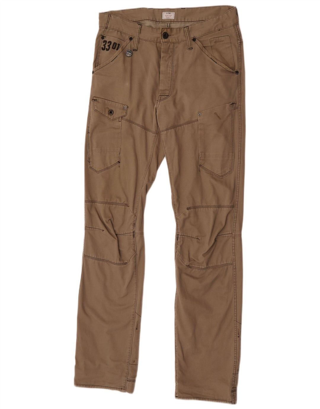 G-Star Mens Straight Cargo Trousers W32 L36 Beige Cotton